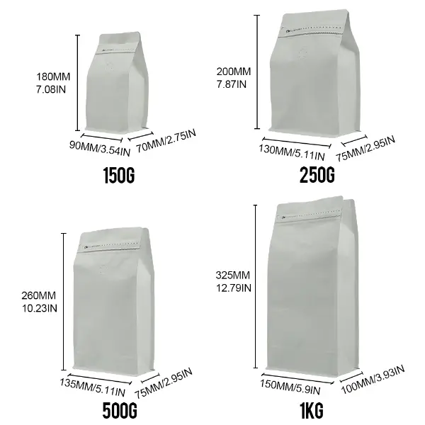 150G 250g 500g 1kg padrão de saquinhos de café