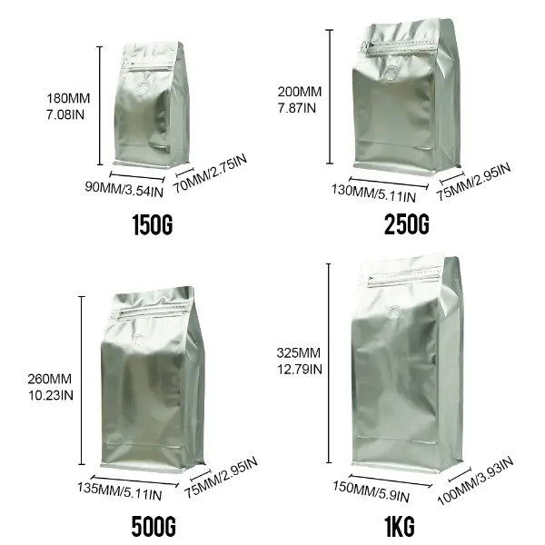500Sacolas de café G Stock expostas para apresentação de marca e varejo