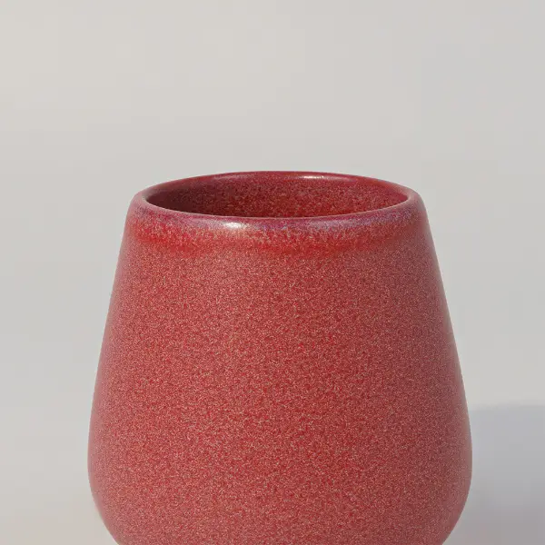 Projetar e imprimir copo cerâmico com esmalte cerâmico de textura vermelha
