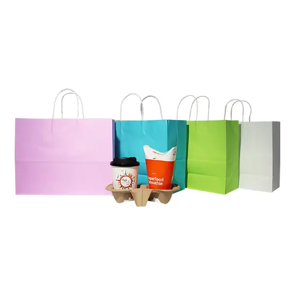 Sacolas de presente de papel XL correto e corretas para embalagens de café e delivery