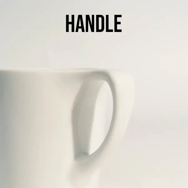 Perfil lateral da caneca de café cerâmica de boca plana com design de abertura larga