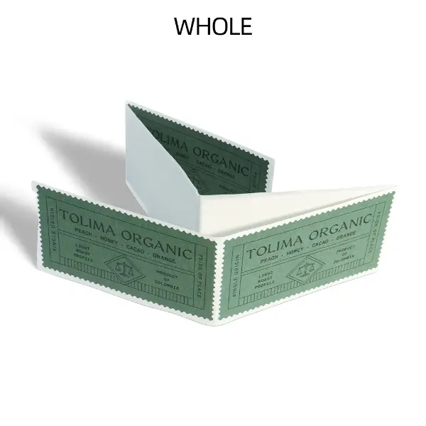 Design de etiqueta de adesivo de papel dobrado para embalagens de café especial