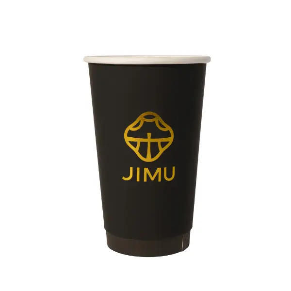 Copo de papel personalizado com carimbo quente e logotipo de folha dourada para cafés premium