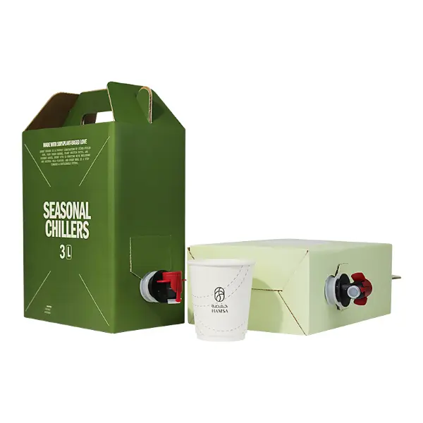 Sacola de papel em caixa em várias cores para embalagens de bebidas de marca