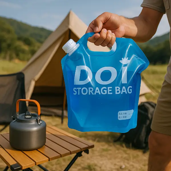 Bolsa reutilizável com bico com alça para armazenamento de água ao ar livre