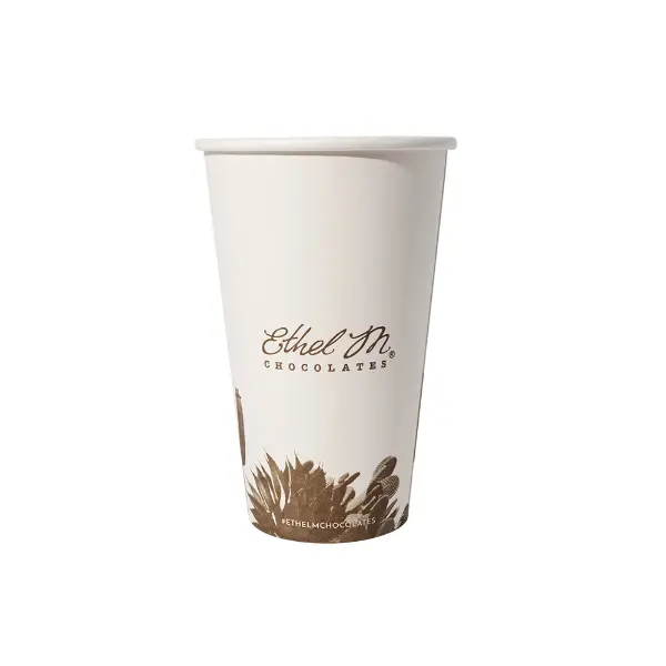 Copos de papel de parede simples personalizados com vista frontal para café e bebidas