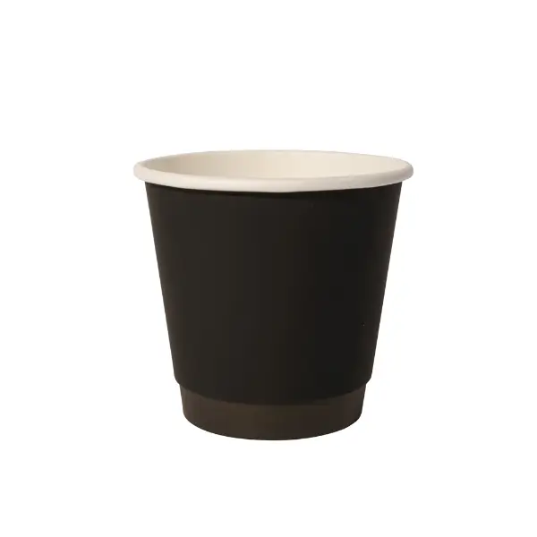 Copo de papel preto de toque macio simples com isolamento de parede dupla para bebidas quentes