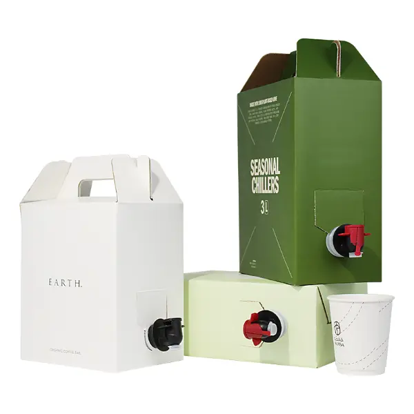 Bolsa de bico para líquido de café com embalagem personalizada de saquinho de papel em caixa