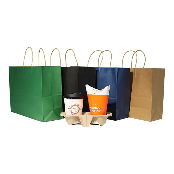 Sacolas de presente de papel kraft XL com alças disponíveis em várias opções de cores sólidas