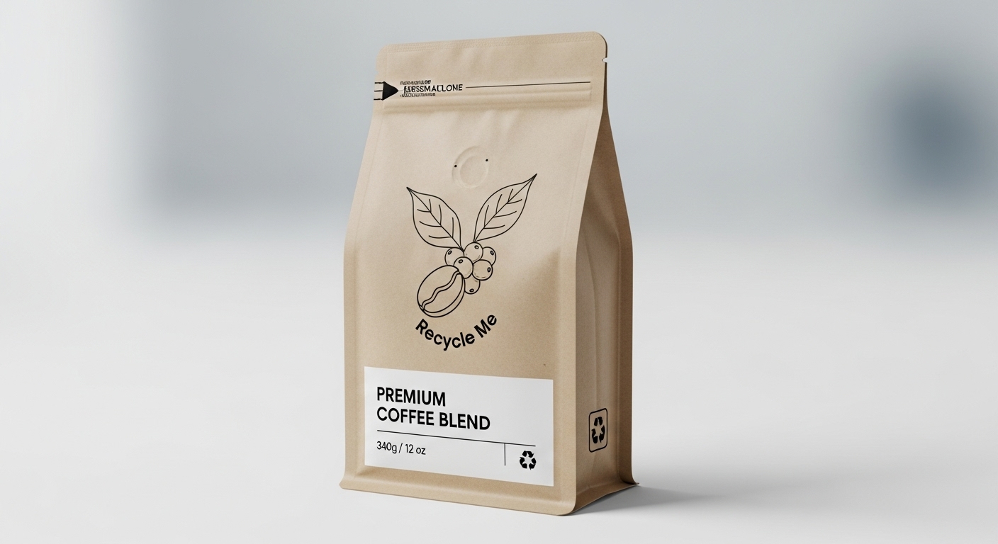 embalagem reciclável de café com fundo plano