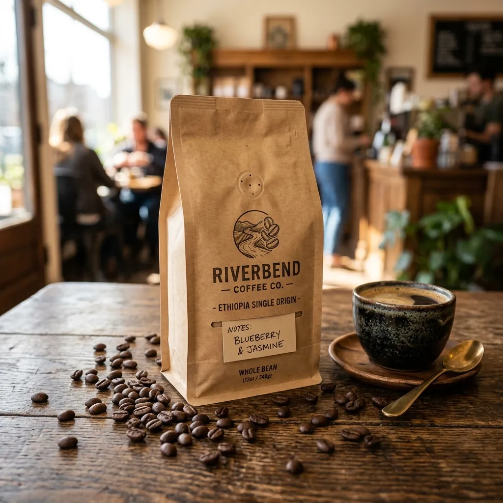 Kraft_paper_coffee_bag_on tabela