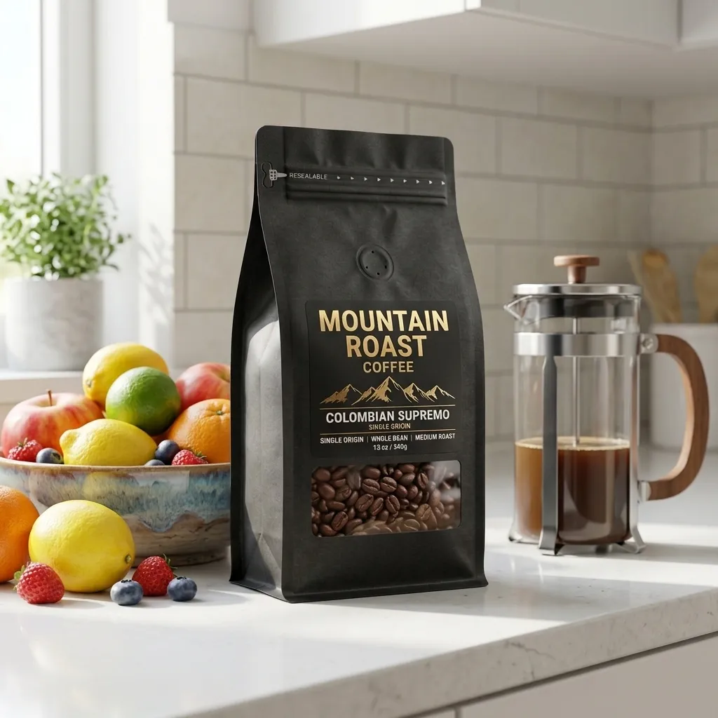 Bolsas de Café com fundo de tijolo