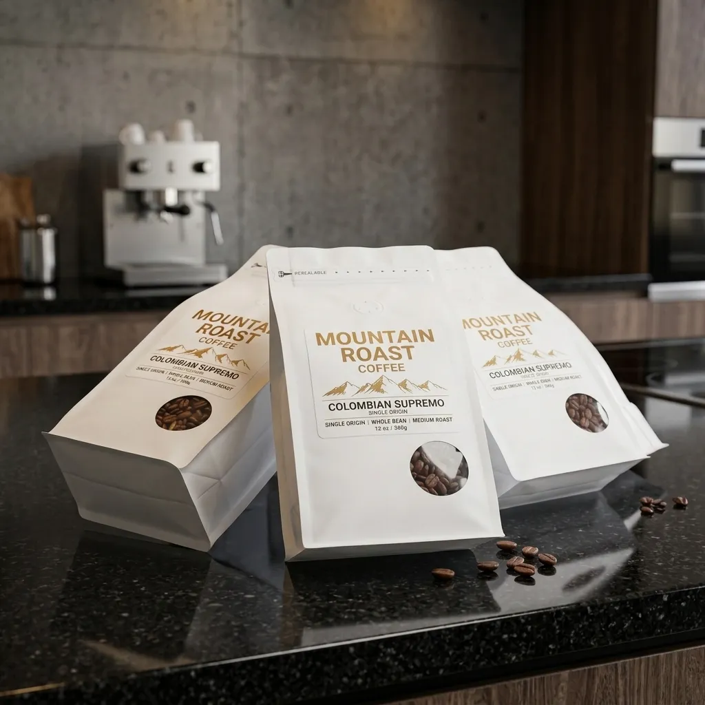 saquinhos de café personalizados horizontais com base plana