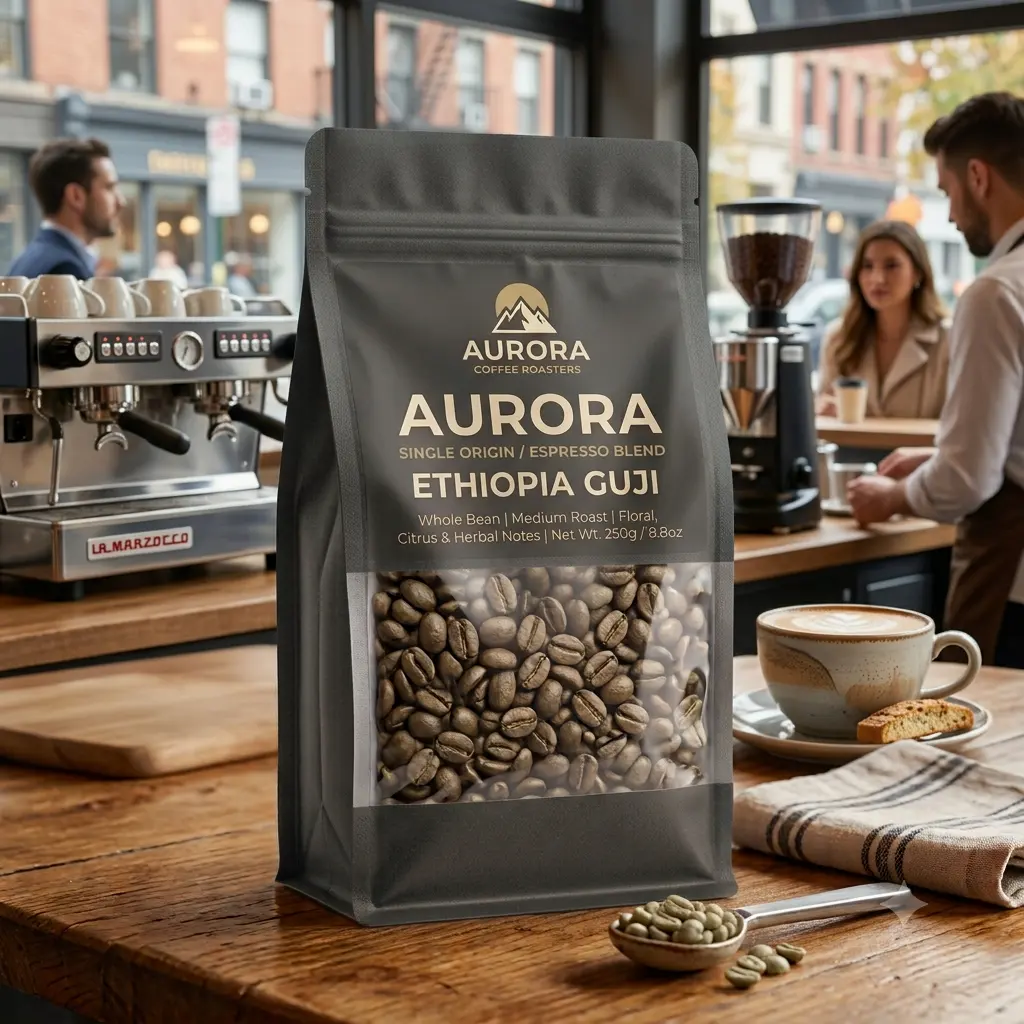 Uma embalagem vertical personalizada para café.