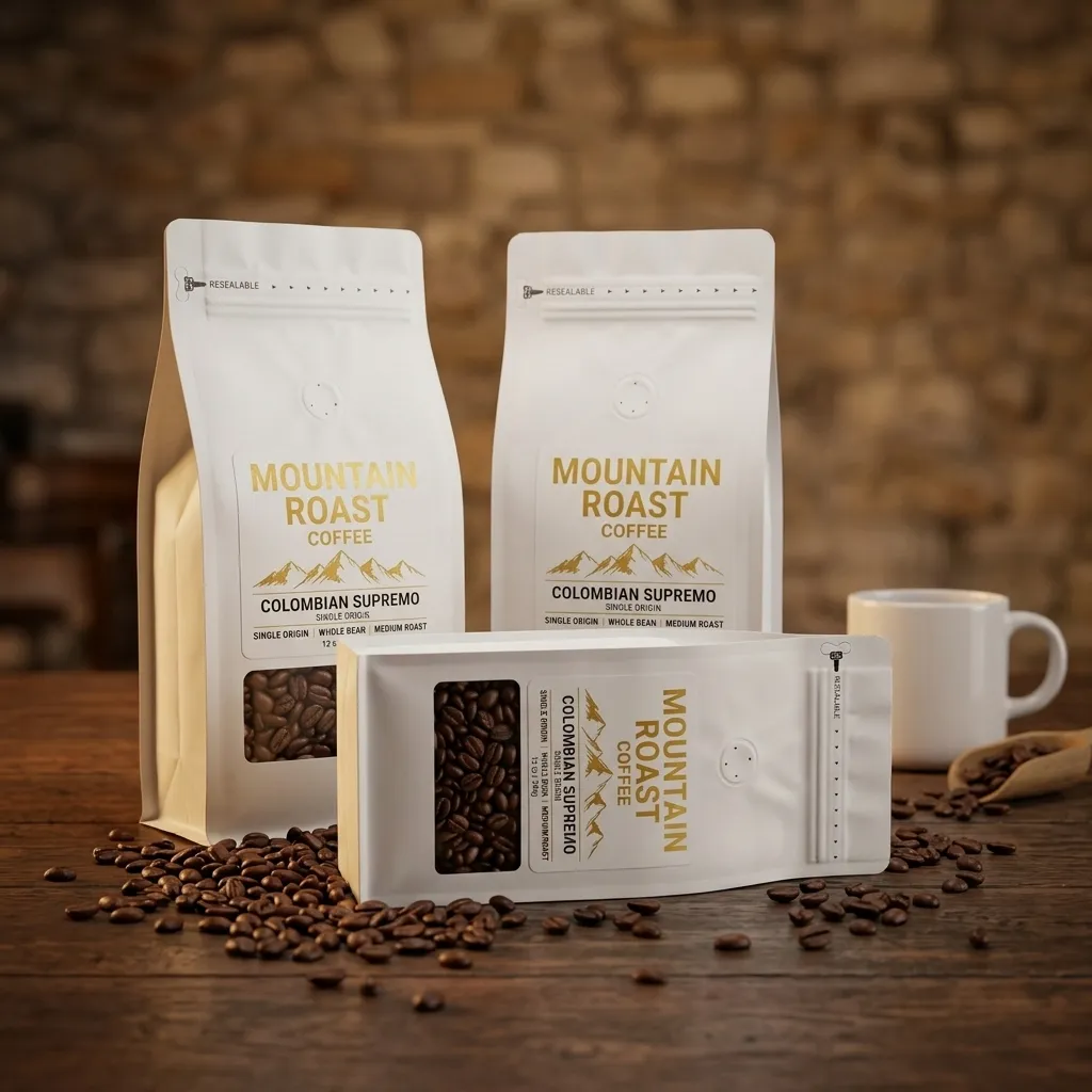 Base plana, saquinhos horizontais de café