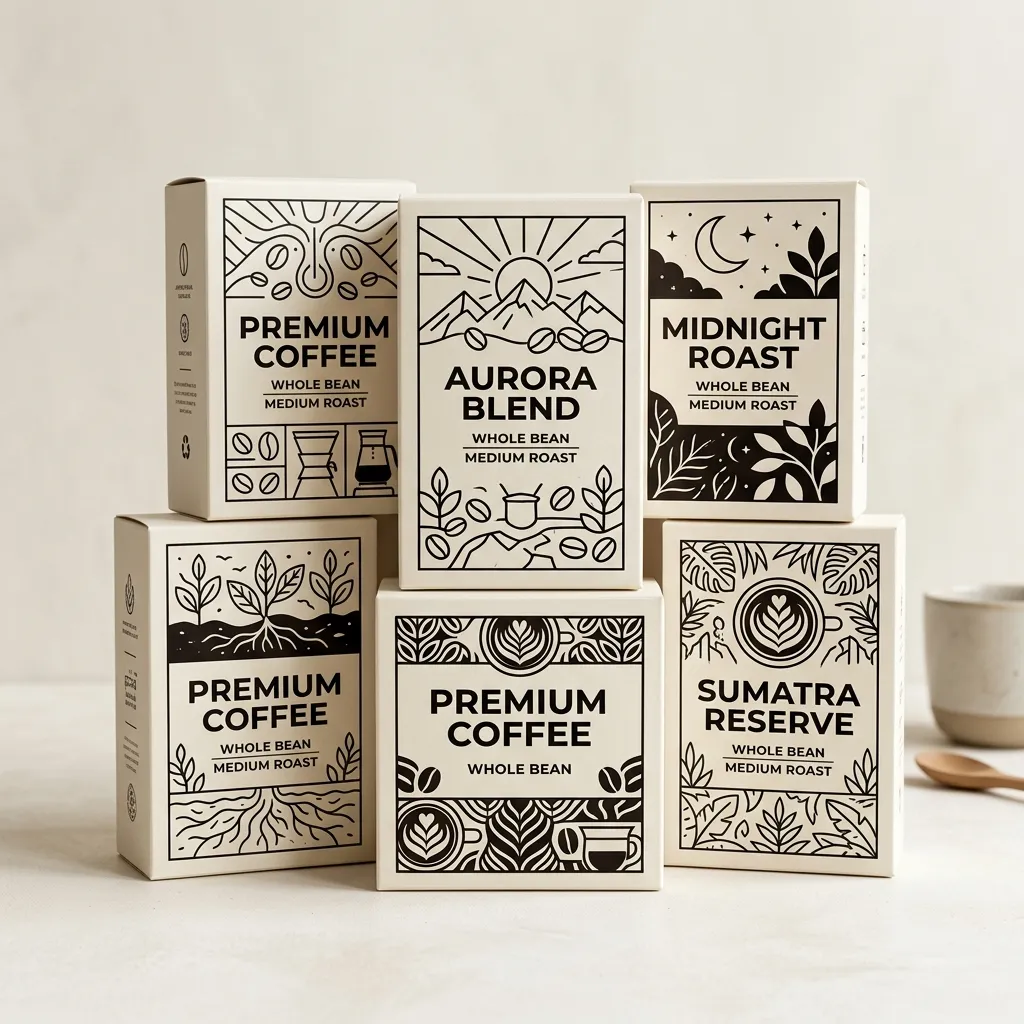 caixas-de café sustentáveis em pacotes de papel