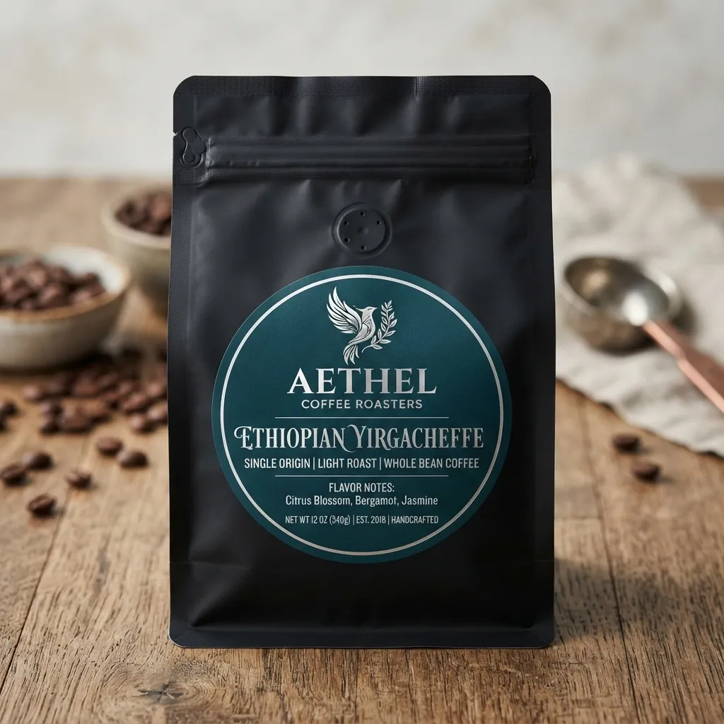 adesivos de etiqueta de marca de sachê de café