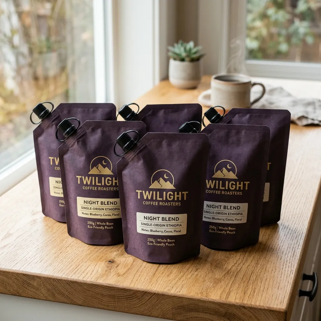 Bolsas de bico e pacotes de café