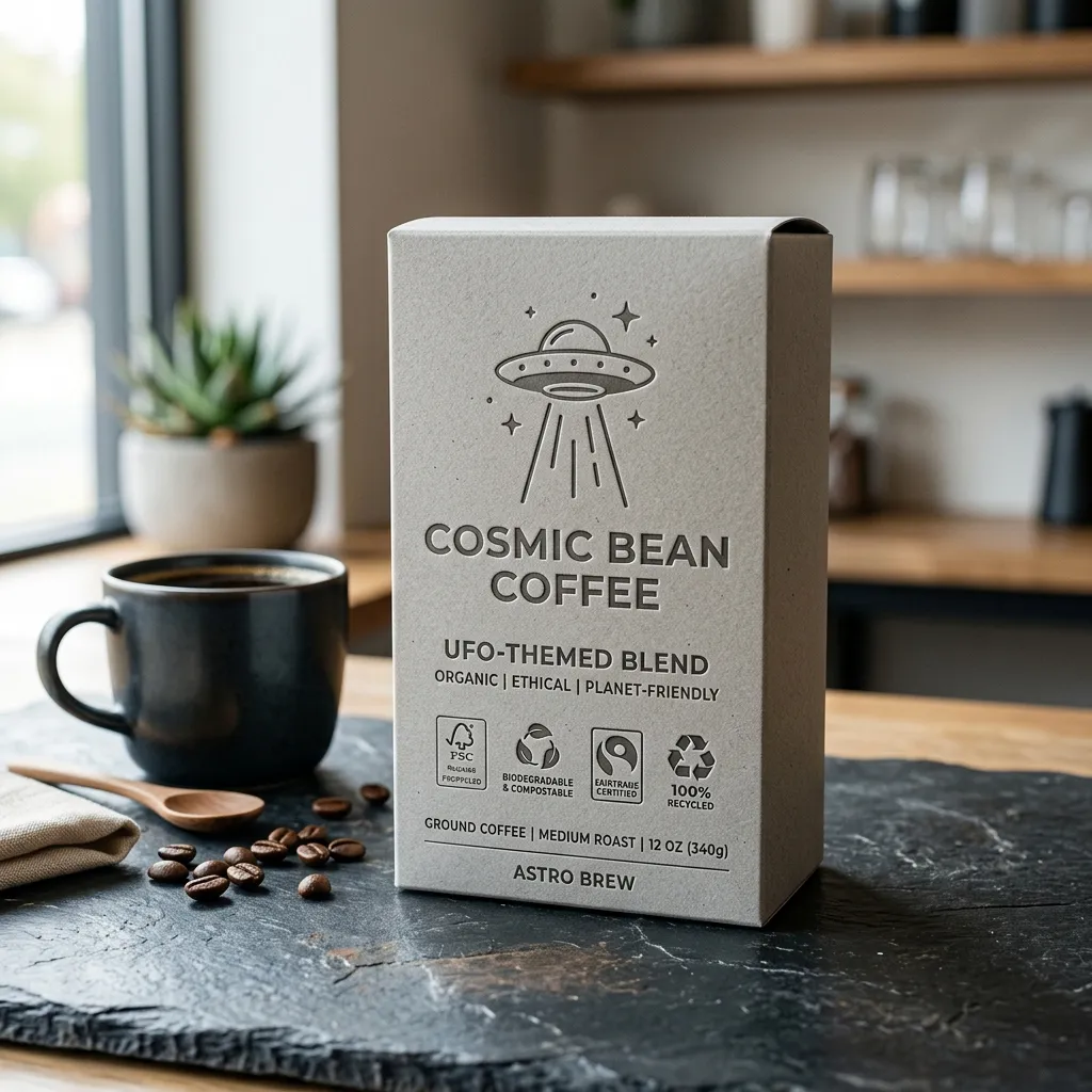 caixa-de café OVNI sustentável impressa