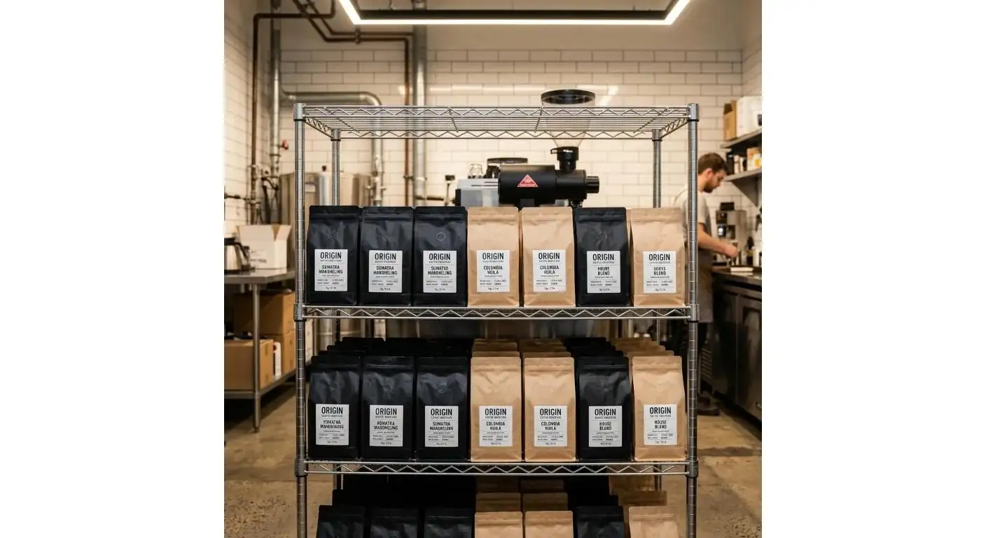 Saquinhos de café com fundo plano com válvula