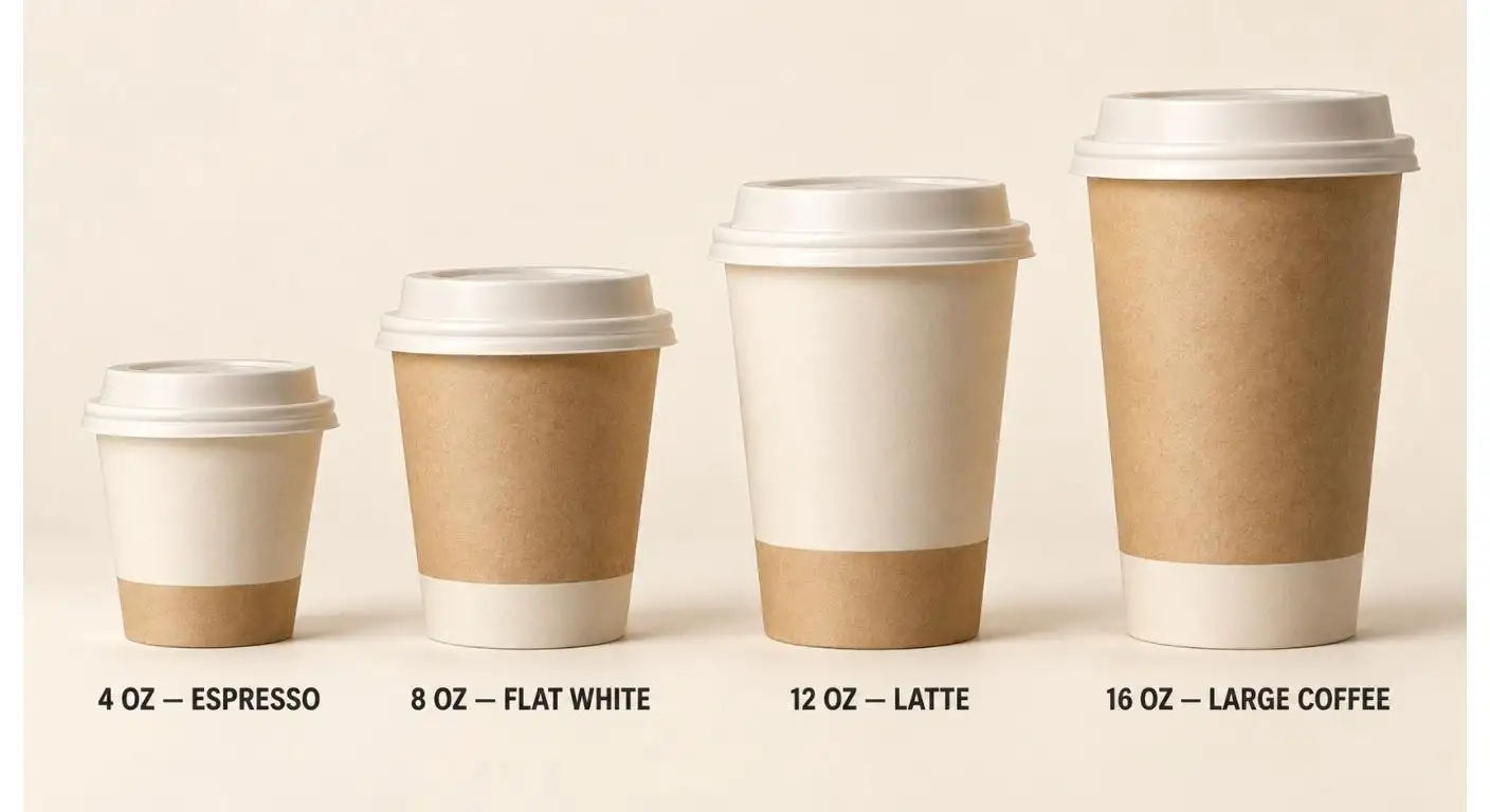 Tamanhos de copos de papel para café
