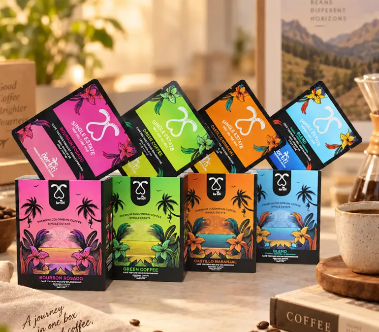 Caixa de presente de café com gotejamento e sachês individuais