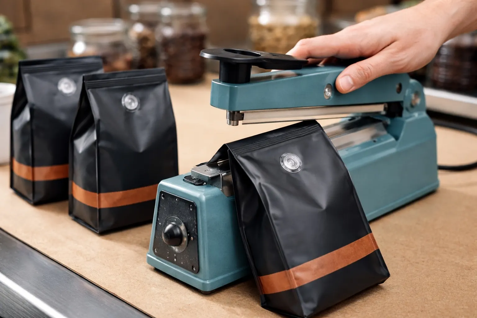 Máquina de selar embalagens de sacos de café