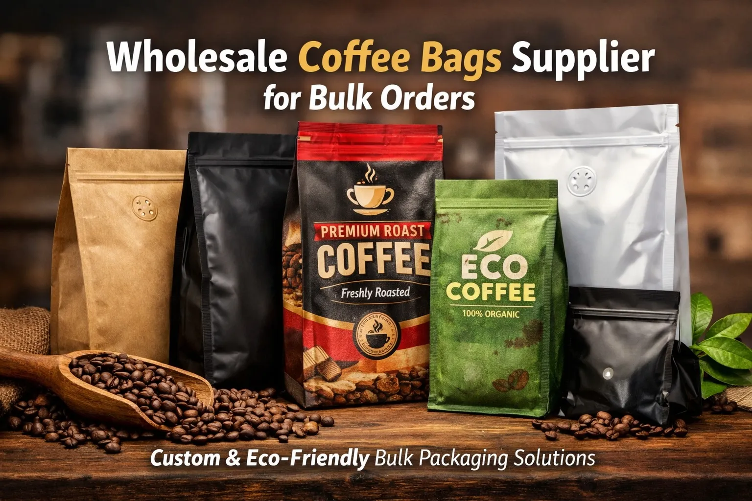 Fornecedor atacadista de sacos de café para pedidos em grande quantidade