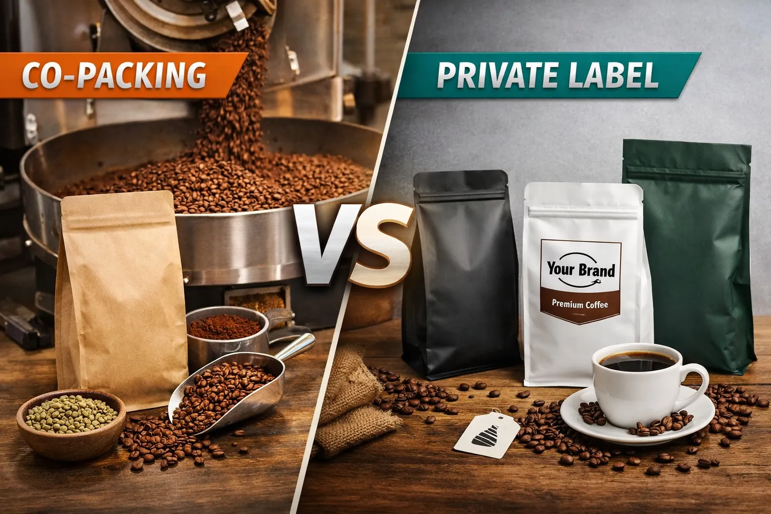 Co-embalagem vs embalagem de café de marca própria