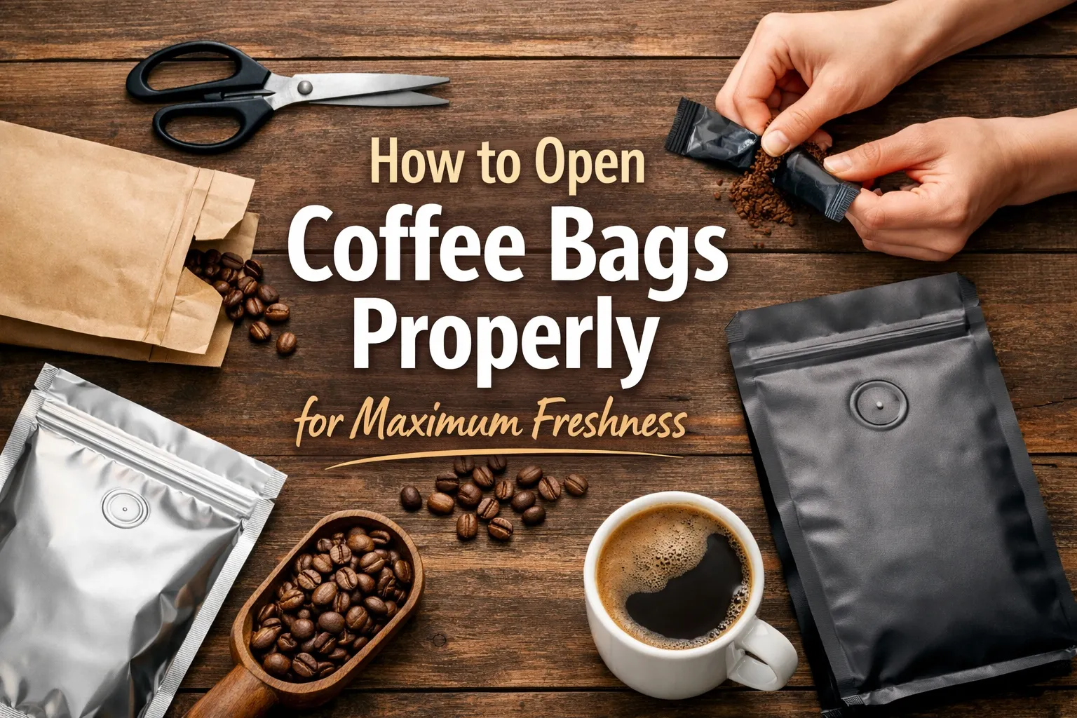 Como abrir o saco de café?