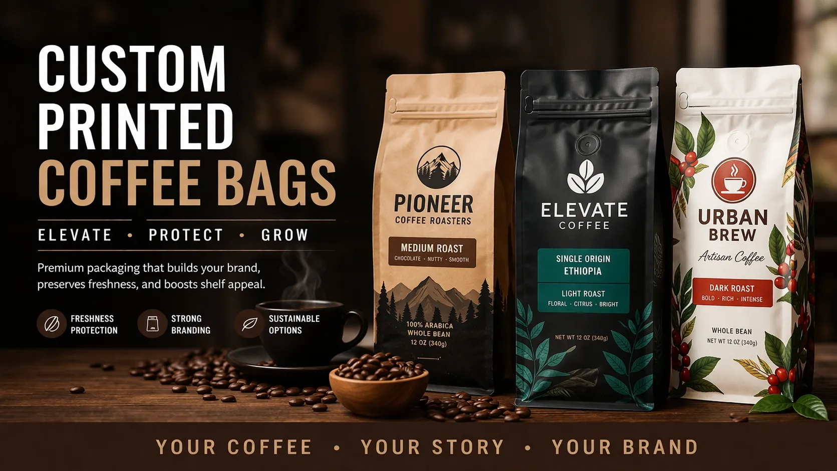 Saquinhos de Café Personalizados Impressos para Branding
