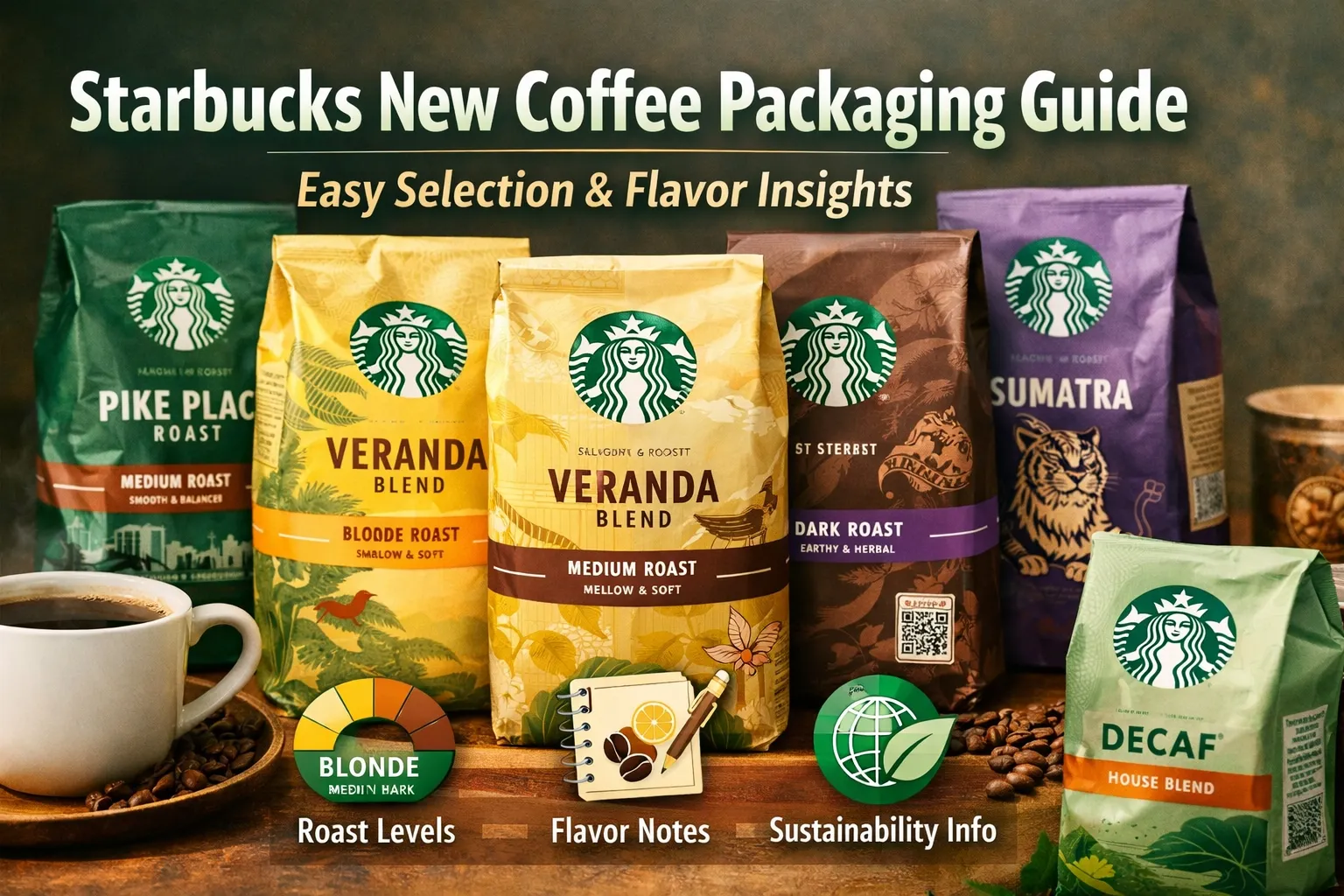 Guia de Embalagens de Novos Cafés da Starbucks