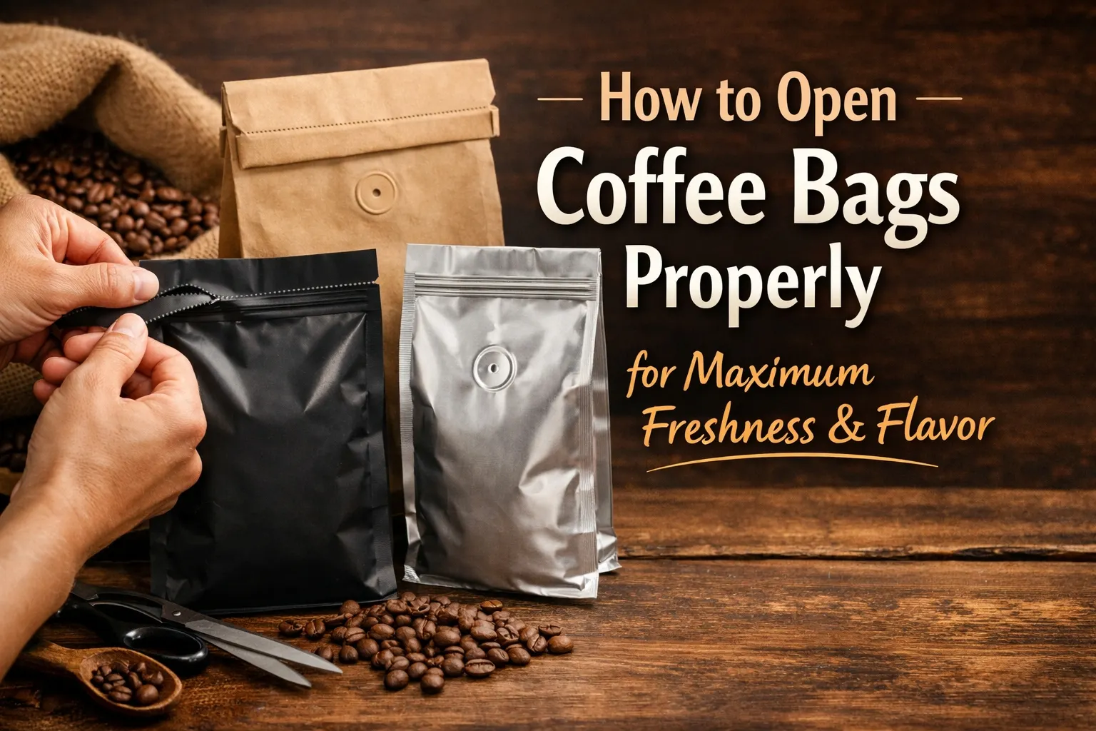 Como abrir um saco de café?