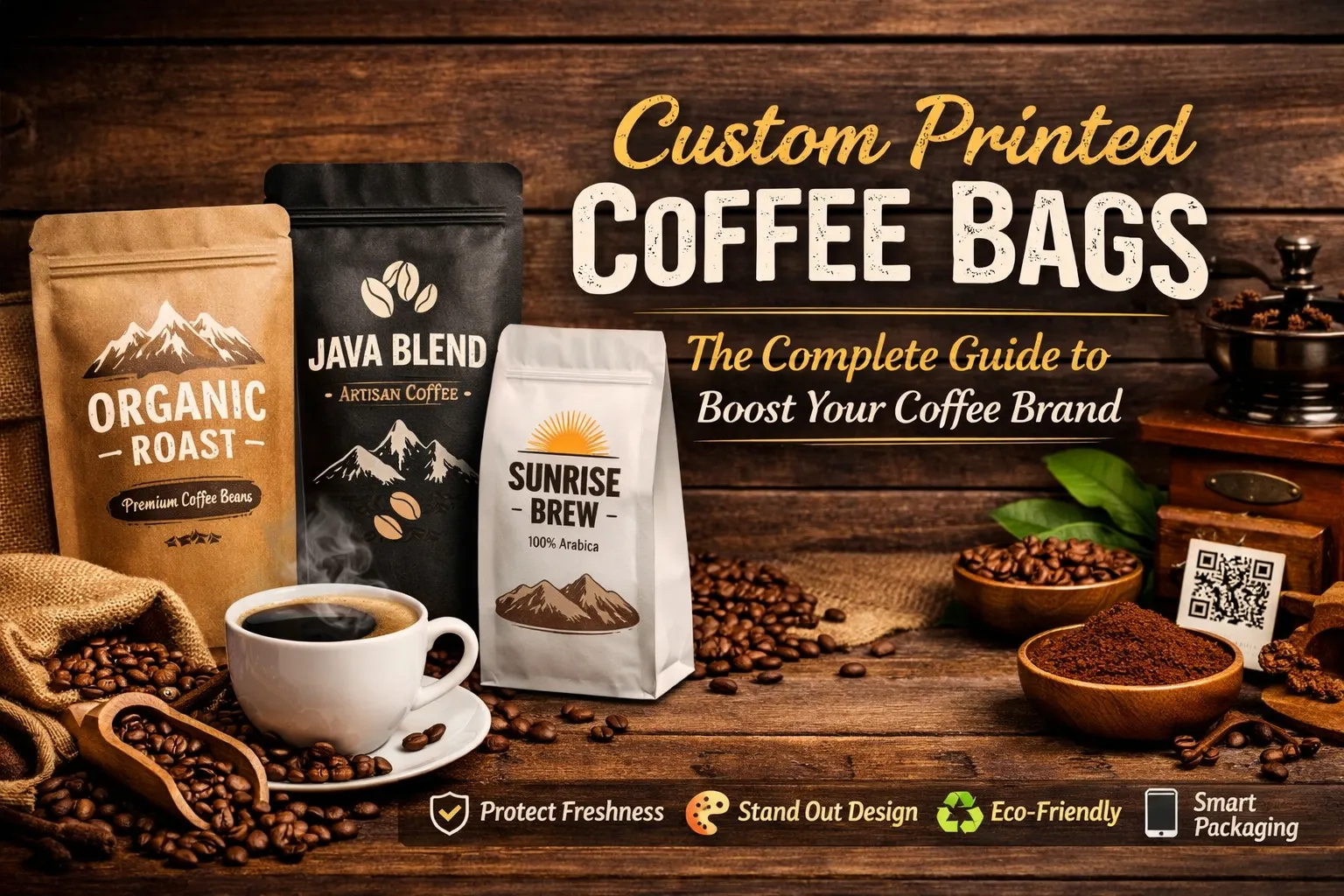Impressão personalizada em sacos de café