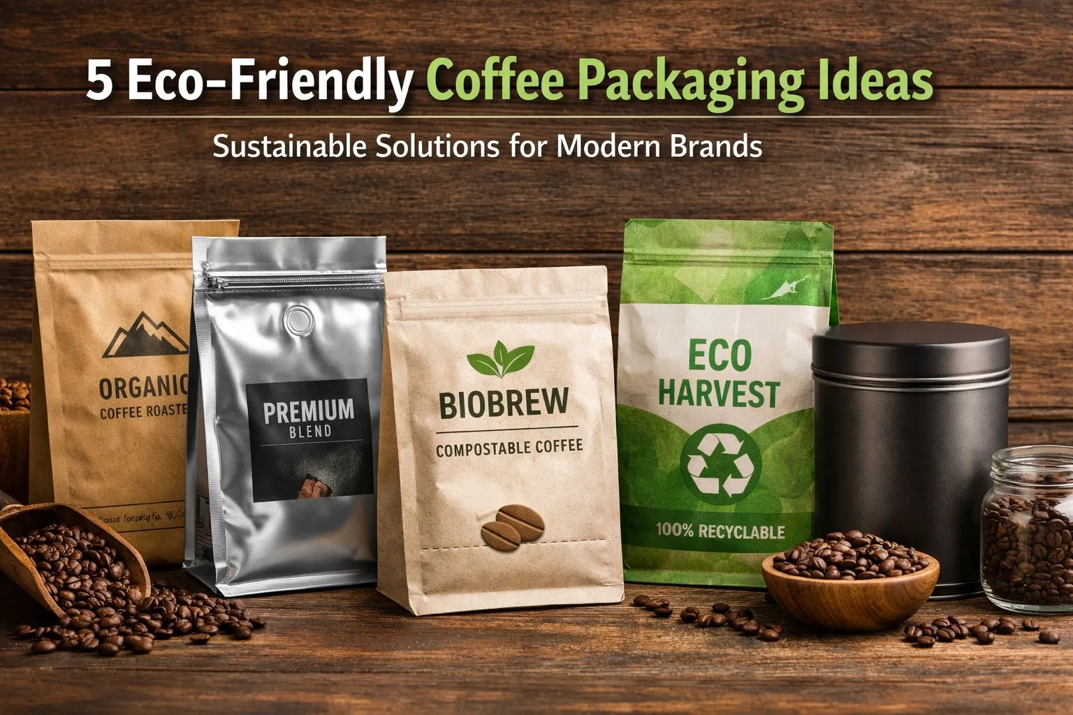 Ideias de Saquinhos de Café Ecológicos para Marcas Modernas