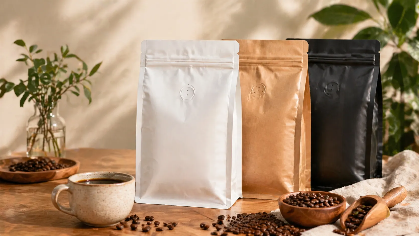 Saquinhas de café em branco para embalagens únicas